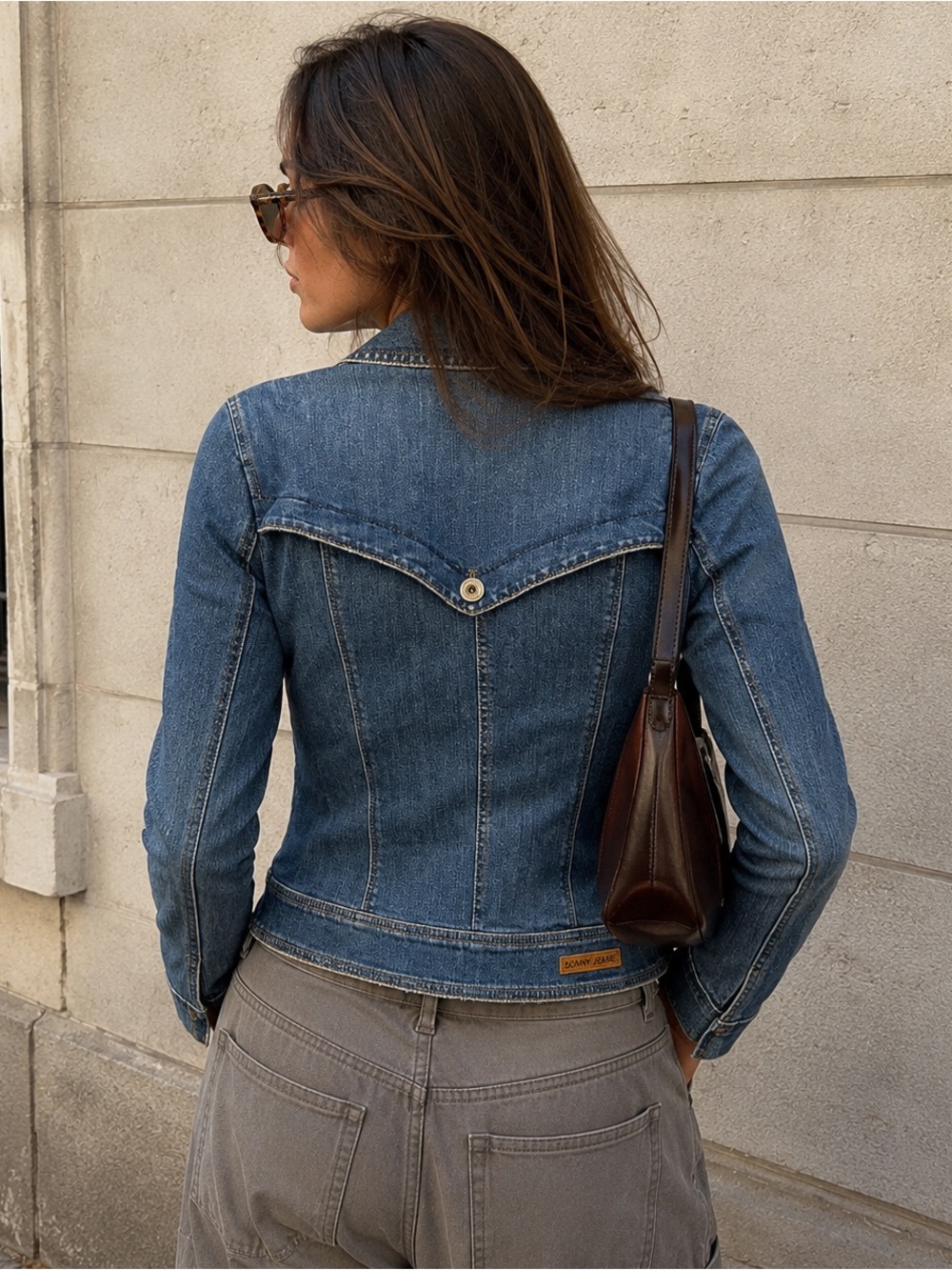 Vintage DKNY Y2K Fitted Denim Jacket Petite Small Classic Preppy Boho - Picture 3 of 11